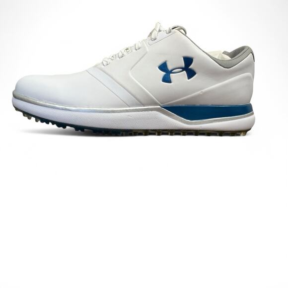 Under Armour Men’s Golf Shoes White Blue Size 9 US Model 1297176-101 New - Picture 4 of 6